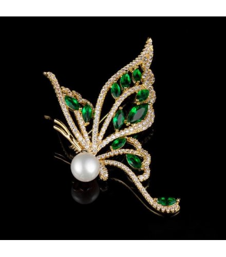 XSB156 - Green Butterfly Saree Brooch